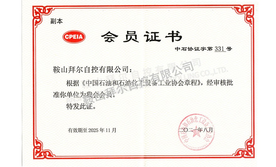 中石協(xié)會員證書